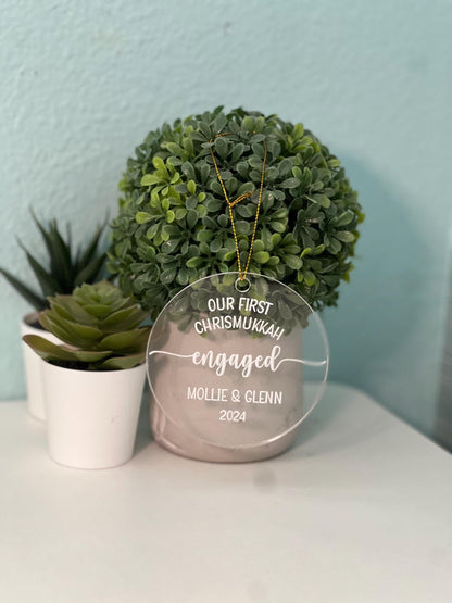 Custom Ornament - Personalized 'Our First Engagement' Keepsake - Celebrate Your Special Moment - Gift for Couples - Free Shipping