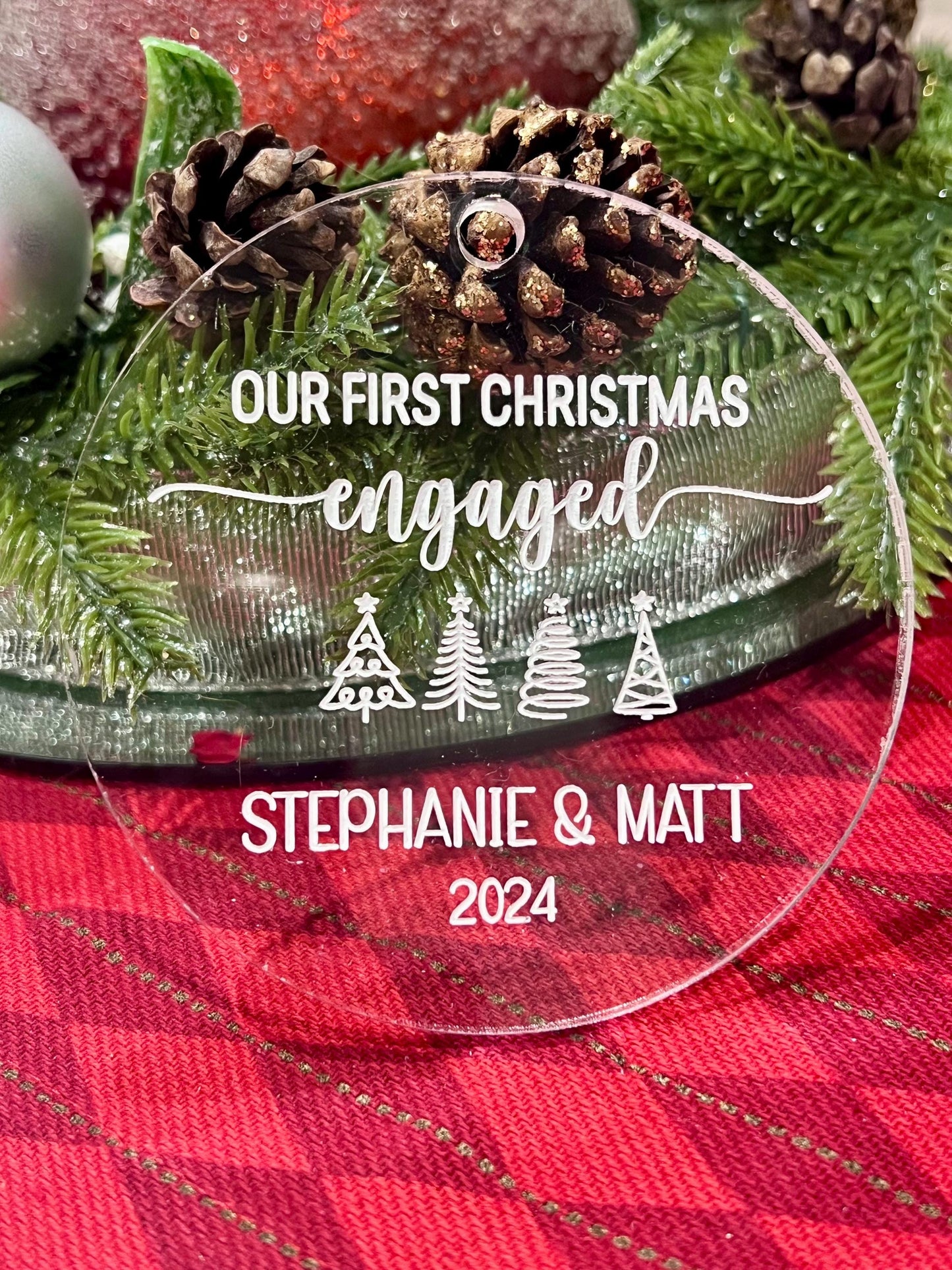 Custom Ornament - Personalized 'Our First Engagement' Keepsake - Celebrate Your Special Moment - Gift for Couples - Free Shipping