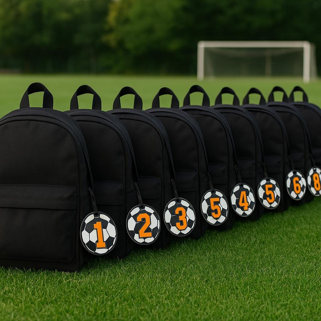 Soccer Bag Tag Team – Custom/Personalized Acrylic Name Tag for Backpacks, Gear Bags & Team Gifts - FREE SHIPPING