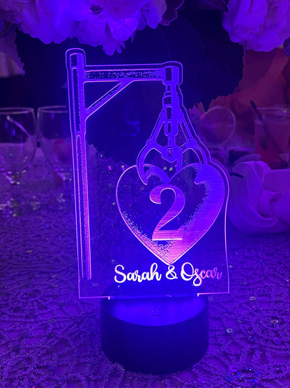 Custom LED Acrylic Sign • Personalized Night Light • Engraved • Wedding Table Number • Birthday Gift • Zodiac Sign Lamp
