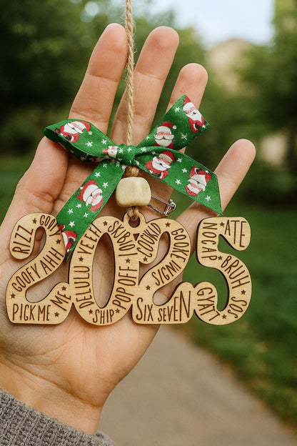 2025 Slang Ornament • Gen Alpha Christmas Ornament • Teen Trend Wood Engraved Gift • FREE SHIPPING