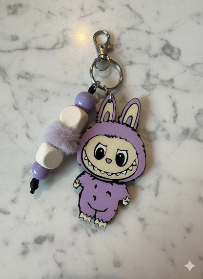 Bubu Inspired Keychain | Purple Charm | Beaded Wristlet Fob | Cute Creepy Aesthetic