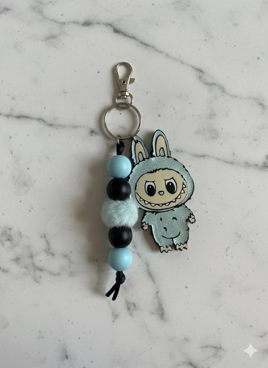 Bubu Inspired Keychain | Purple Charm | Beaded Wristlet Fob | Cute Creepy Aesthetic