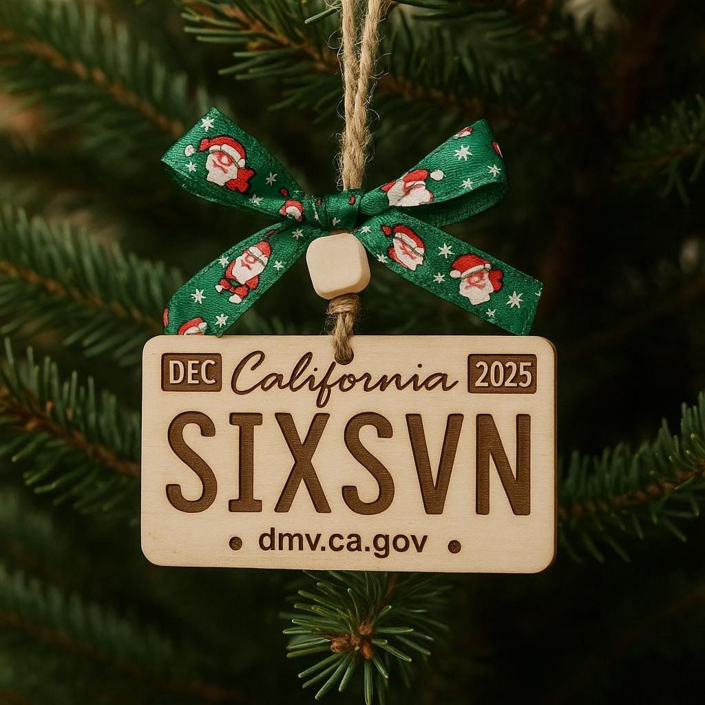 2025 Six Seven 67 Slang Ornament • Gen Alpha Christmas License Plate Ornament • Teen Trend Wood Engraved Gift • FREE SHIPPING