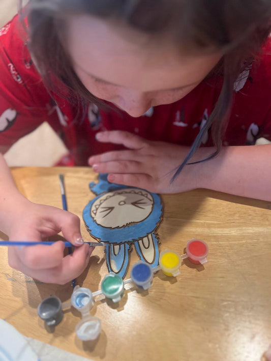 DIY Bubu Monster Paint Kit: Wooden Cutouts & 12 Colors for Fun Crafting