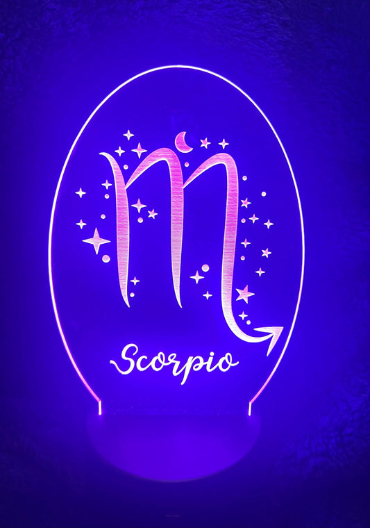 Custom LED Acrylic Sign • Personalized Night Light • Engraved • Wedding Table Number • Birthday Gift • Zodiac Sign Lamp
