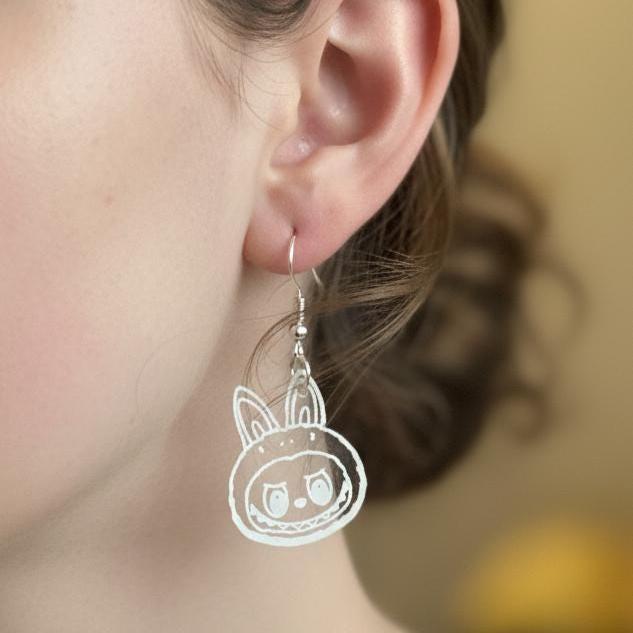 Bubu Inspired Bunny Earrings | Cute Spooky Acrylic Dangle Earrings | Aesthetic Emo Punk Goth Jewelry | Unique Gift for Her