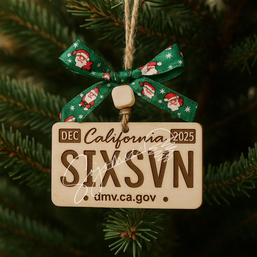 California License Plate Ornament SVG, Personalized Mini License Plate Template, Christmas Car Ornament Cut File, Laser Cut Digital Download