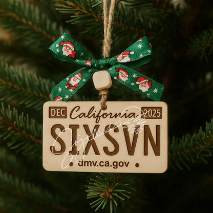 California License Plate Ornament SVG, Personalized Mini License Plate Template, Christmas Car Ornament Cut File, Laser Cut Digital Download