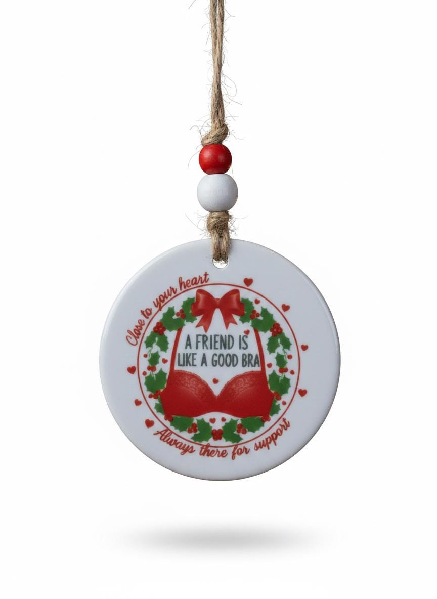 A Friend Is Like a Good Bra Ornament • Funny Friendship Christmas Gift • Best Friend Holiday Ornament • Supportive Friend Gift